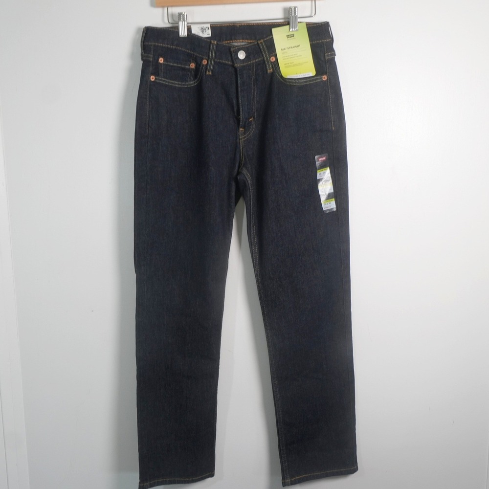 Levi's 514 Straight‎ Jeans Women 30x30 Dark Wash Indigo Flex Stretch Denim